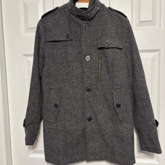 Wantdo Other - Men's Gray Wool Blend Pea Winter Jacket